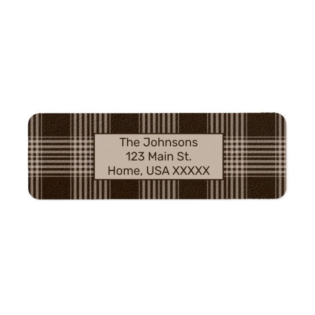 Étiquette Rustique Plaid Brown et beige (Devant)