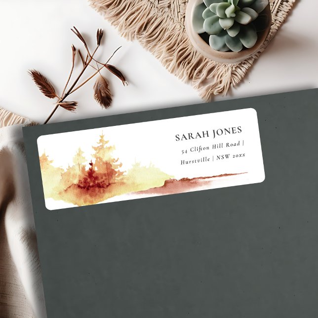 Étiquette Rustique rouille Orange Jaune Automne Arbres Adres (Créateur téléchargé)