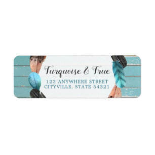 Étiquette Rustique Turquoise Boho Boho Adresse de retour