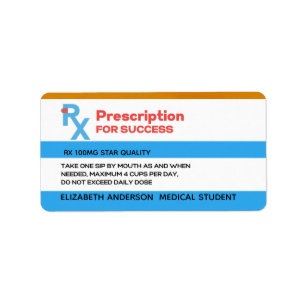 Étiquette RX SUCCESS Nurse Doctor Medical Graduation Favor  