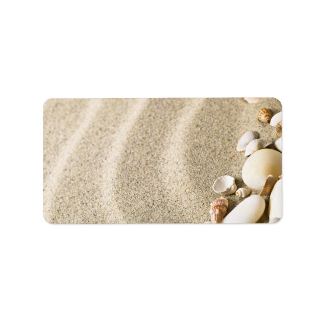 Étiquette Sable Avec Coquilles Et Pierres. Composition des p (Devant)