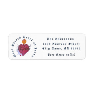 Étiquette Sacred Heart of Jesus Adresse de retour Label