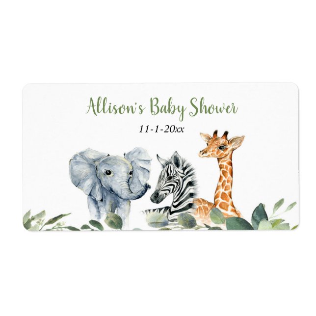 Étiquette Safari animaux mini bouteille d'eau ou champagne (Devant)