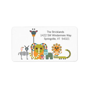 Étiquette Safari de la jungle moderne pour enfants Animaux É