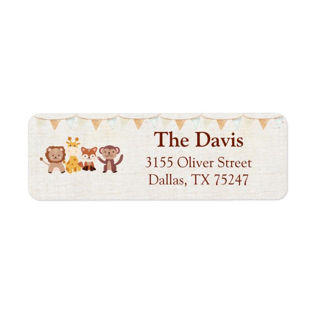 Étiquette Safari Jungle Animaux Retourner Adresse Label (Devant)