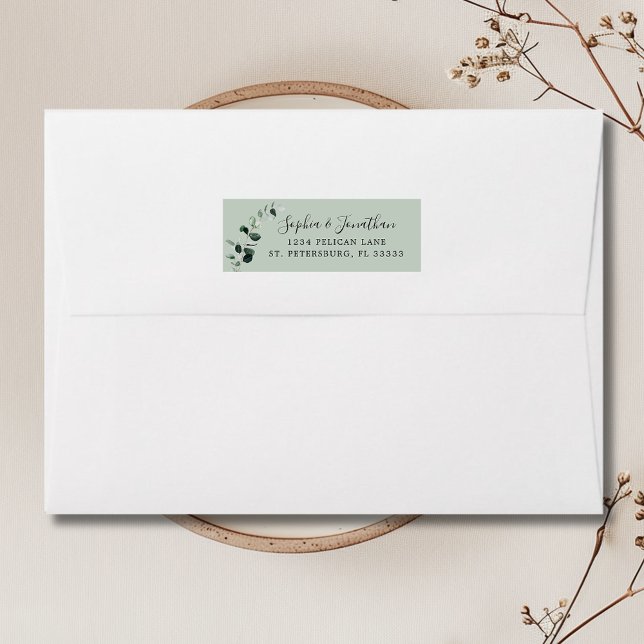 Étiquette Sage Eucalyptus Mariage Adresse de retour (Sage Eucalyptus Wedding Return Address Label)