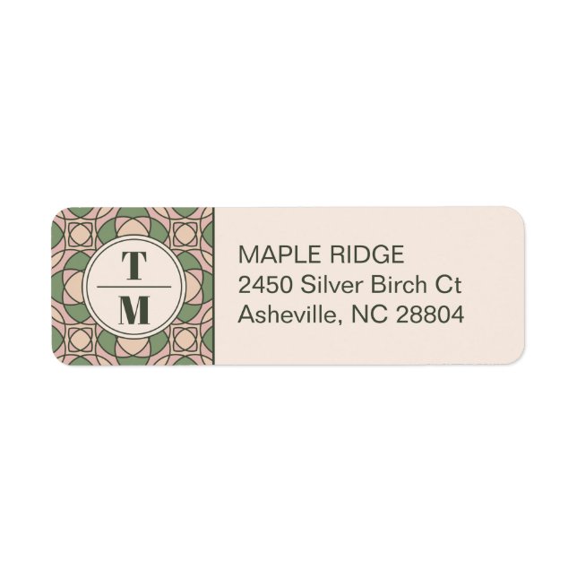Étiquette Sage Green Art Deco Wedding Return Address Label (Devant)