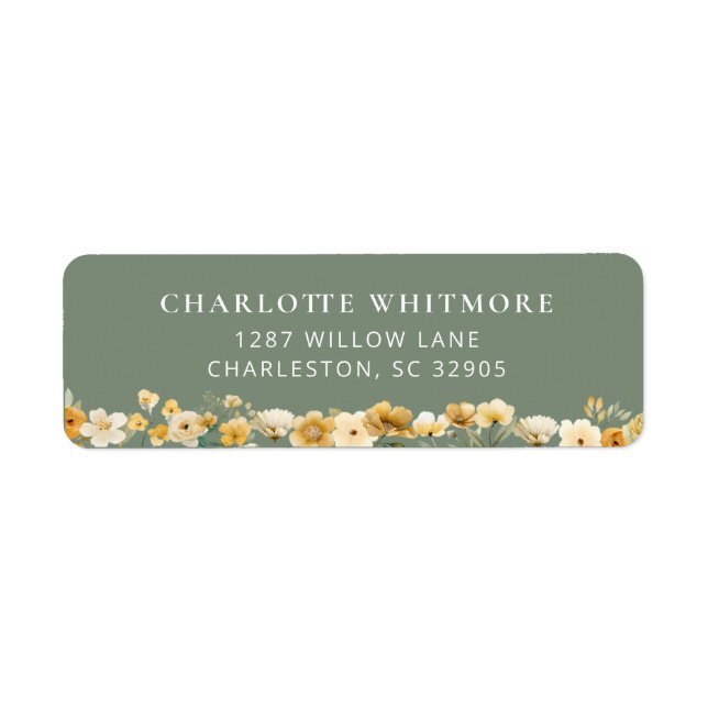 Étiquette Sage Green Floral Return Address Label (Devant)