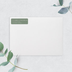 Étiquette Sage Green Moderne Élégant Mariage Adresse de reto
