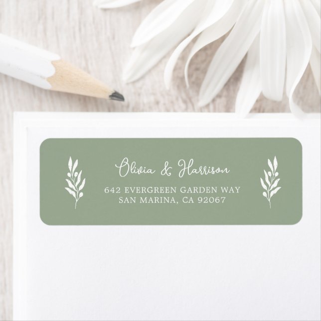 Étiquette Sage Green Olive Branch Address Label (En situation)