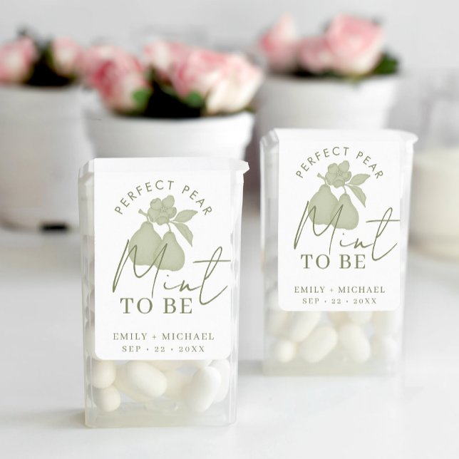 Étiquette Sage Green Perfect Pear "Mint to Be" Mariage Faveu (Mint To Be Party Favor)