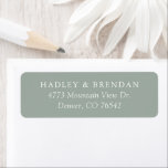 Étiquette Sage Green Wedding Return Address Label<br><div class="desc">Add a beautiful finishing touch to your wedding mailings with this return address label,  featuring a sage green background and white text.</div>