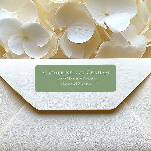 Étiquette Sage Green White Typographie Mariage Adresse de re
