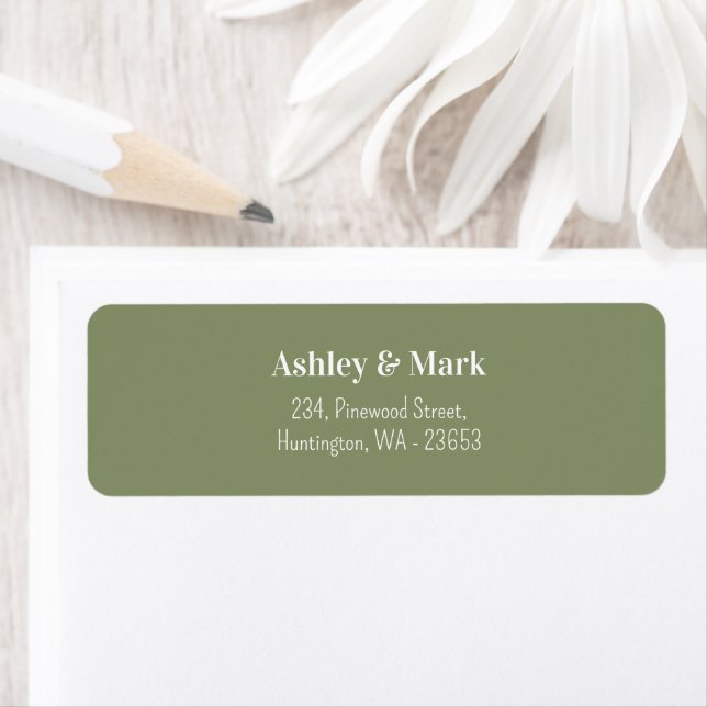 Étiquette Sage Green White Wedding Return Address Label (En situation)