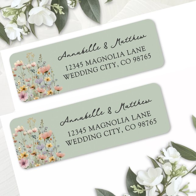 Étiquette Sage Green Wildflower Floral Return Address (Sage Green Wildflower Floral Return Address Label)