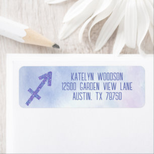 Étiquette Sagittarius Symbole pourpre Adresse de retour