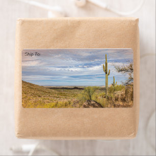 Étiquette Saguaro Cactus Arizona Desert View Art numérique