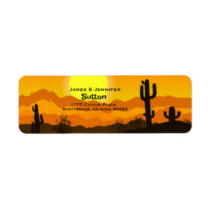 Étiquette Saguaro Cactus au coucher du soleil Adresse de ret