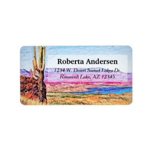 Étiquette Saguaro Cactus Montagnes violettes Blue Lake Arizo
