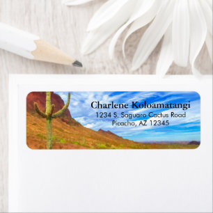 Étiquette Saguaro Cactus Sonoran Désert Ciel bleu nuages