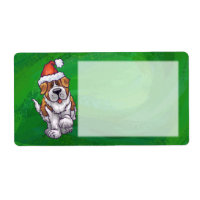 Saint Bernard mignonne à Santa Chapeau sur Vert