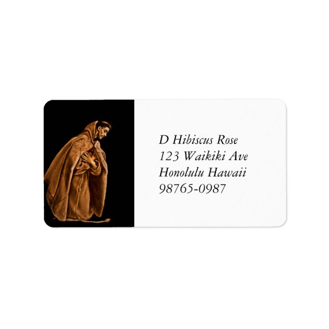 Étiquette Saint François à genoux (Devant)