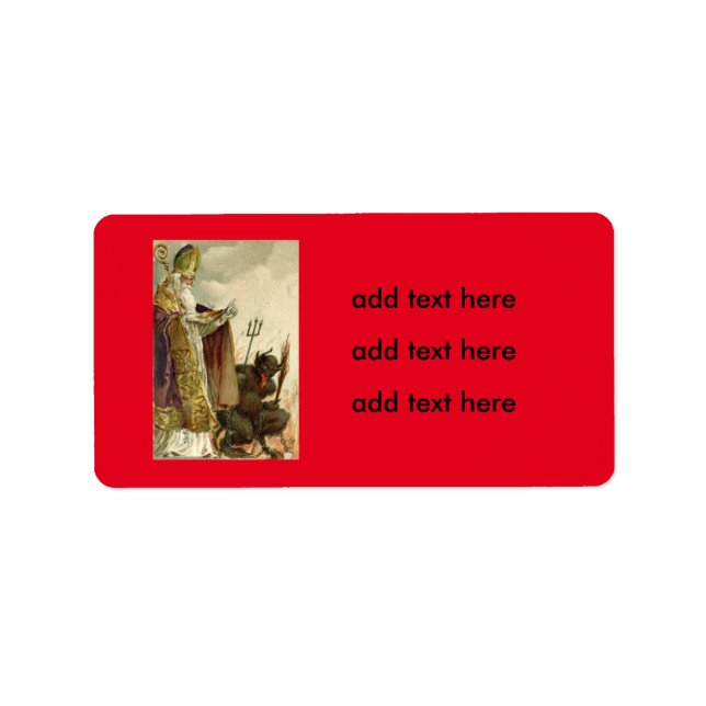 Étiquette Saint Nicolas Krampus Fourche Prêtre (Devant)