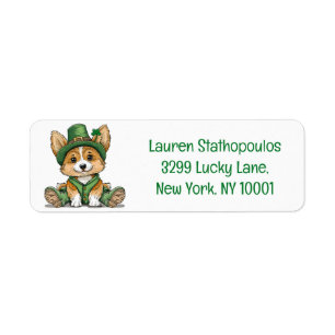 Étiquette Saint Patrick's Day Corgi Chien