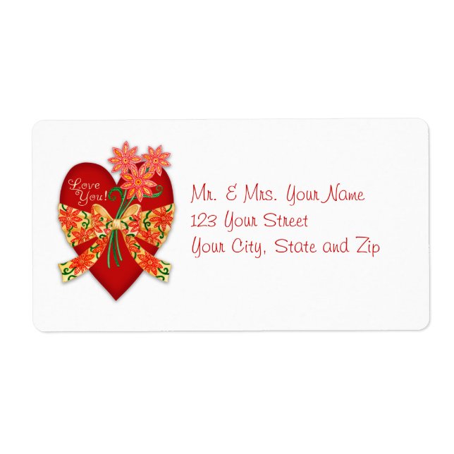 Étiquette Saint Valentin "Vous aimez" Coeur avec la croupe (Devant)