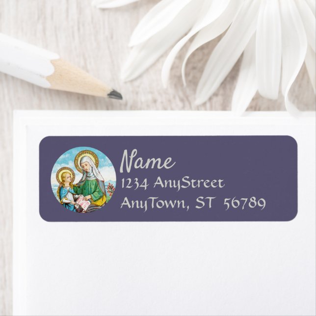 Étiquette Sainte-Anne néogothique et Marie jeune (SAU 29) (En situation)