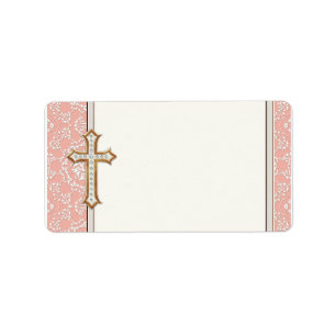 Étiquette Sainte Première Communion Gold Croix de dentelle