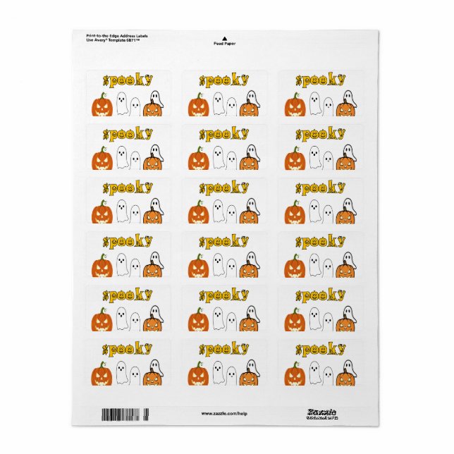 Étiquette saison effrayante  Joyeux Halloween  (Feuille entière)