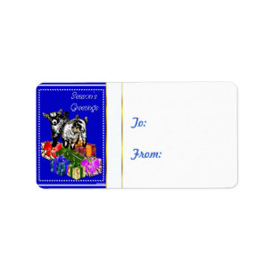 Étiquette Saison's Greeting Goat Christmas Gift Balise Stick