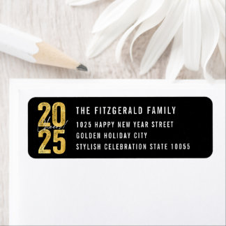 Étiquette Salutations À 2023 Typographie Or Adresse du Nouve