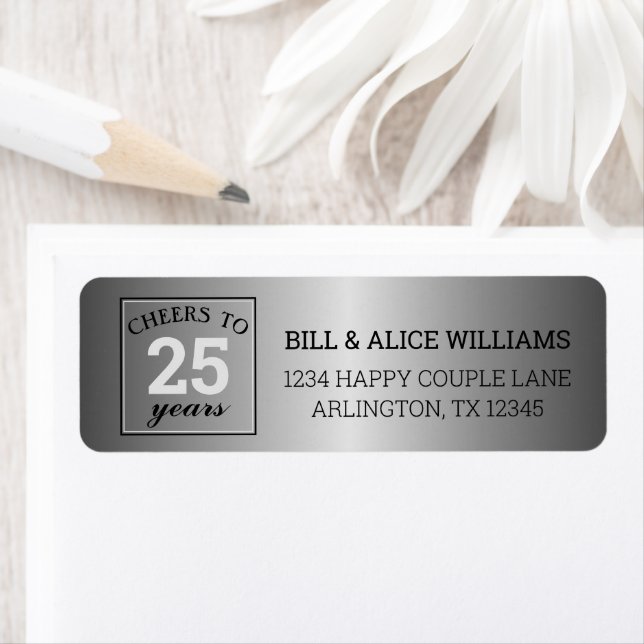 Étiquette Salutations à 25 Anniversaire Mariage Argent (En situation)