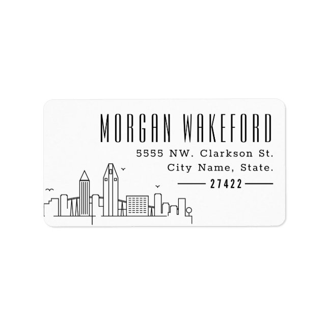 Étiquette San Diego Modern Deco Skyline Large (Devant)