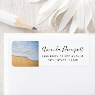 Étiquette Sandy Beach avec Surf en mousse Adresse