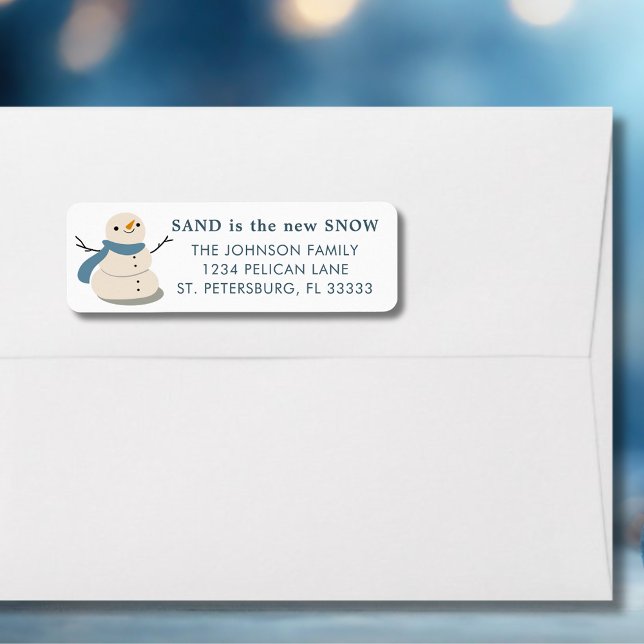 Étiquette Sandy Snowman Holiday Moving Return Adresse (Sandy Snowman New Address Holiday Moving Announcement Return Address Label)