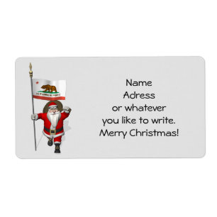 Étiquette Santa Claus Avec L'Enseigne De Californie