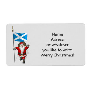 Étiquette Santa Claus Avec L'Enseigne De L'Ecosse