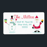 Étiquette Santa Claus et Snowman Christmas Retours Adresse<br><div class="desc">Santa Claus et Snowman Noël Holiday Retours d'adresse Étiquettes. Consultez notre gamme complète de cadeaux et de cadeaux de vacances dans notre boutique,  www.zazzle.com/labebbadesigns* . N'oubliez pas de visiter notre site Web,  www.LaBebbaDesigns.com!</div>