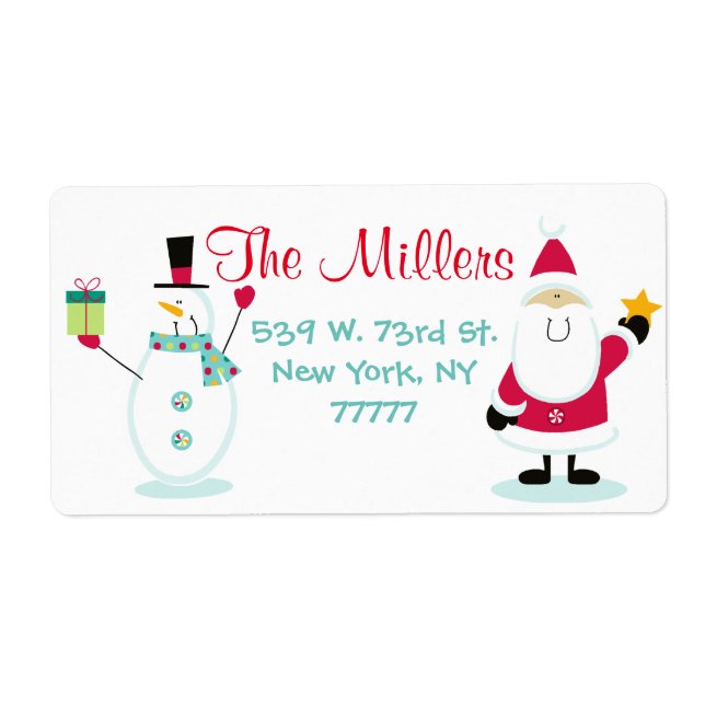 Étiquette Santa Claus et Snowman Christmas Retours Adresse (Devant)