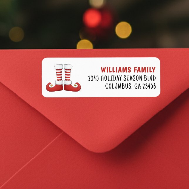 Étiquette Santa Claus Helper Elf Boots Noël (Santa Claus Helper Elf Boots Christmas Holiday Label
)