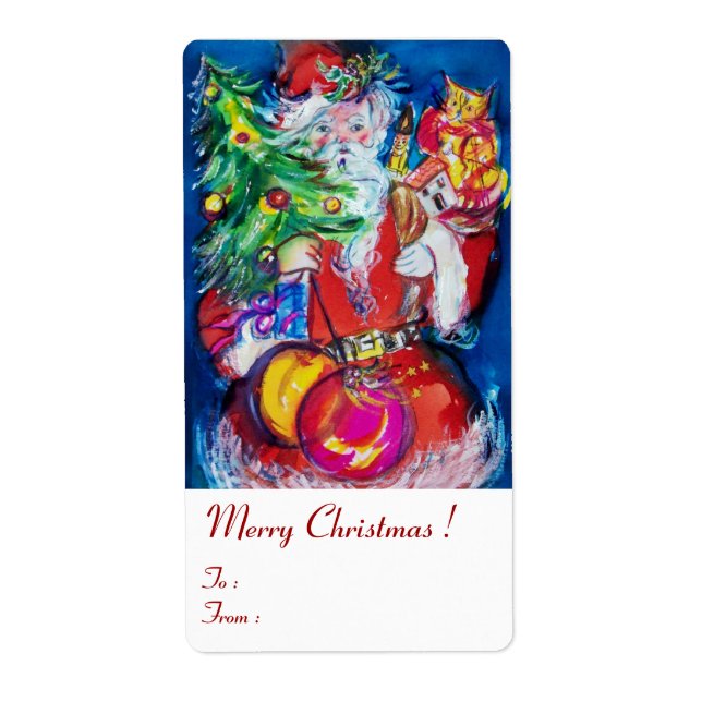 Étiquette SANTA CLAUS, JOUETS D'ARBRE DE NOËL ET CADEAUX Wha (Devant)