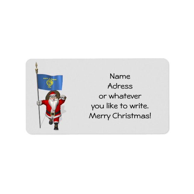 Étiquette Santa Claus with Ensign of Oregon (Devant)