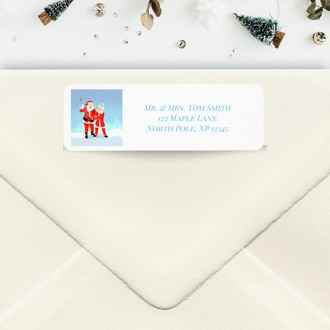 Étiquette Santa et Mme Claus au swing de golf (A cute addition to your holiday envelopes! )