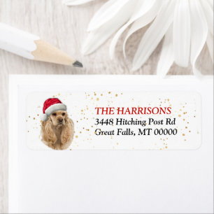 Étiquette Santa Hat American Cocker Spaniel Adresse de retou