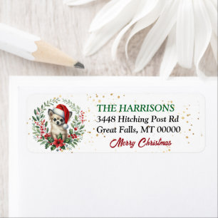 Étiquette Santa Hat Chihuahua Chien Wreath Noël