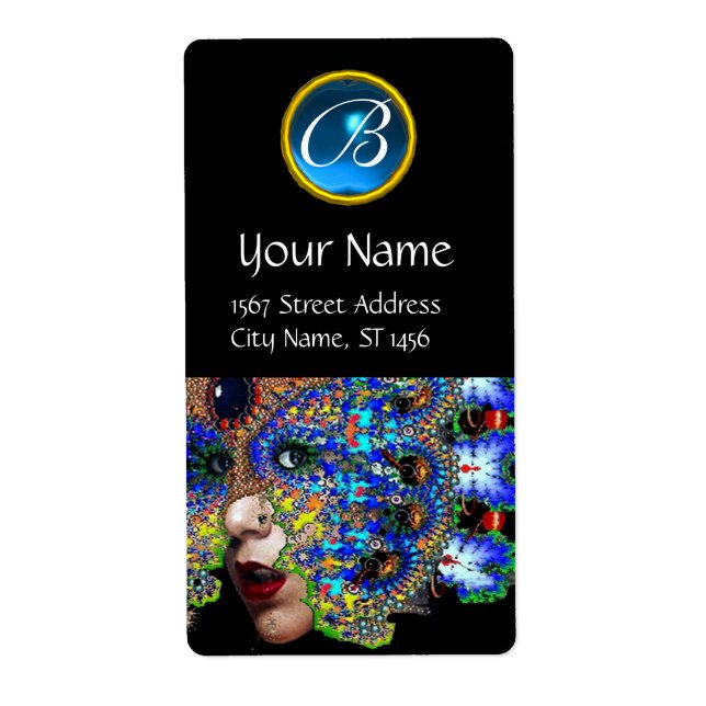 Étiquette SAPHIRE BLEU ÉPHÉMÉRAL MONOGRAMME Noir (Devant)