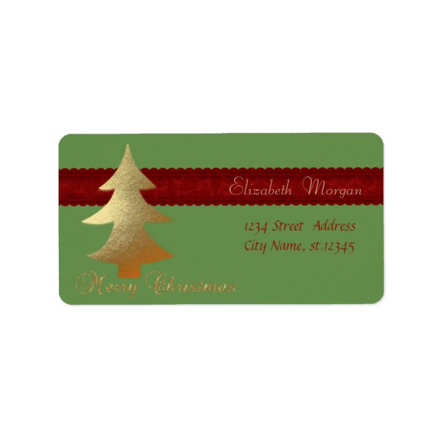 Étiquette Sapin de Noël élégant et stylé en or (Devant)